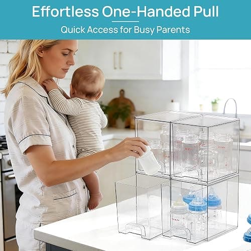 Vtopmart 7.6" H Clear Stackable Storage Drawers, 4 Pack Plastic Organizers Bins for Skincare, Cosmetics,Beauty Supplies,Ideal for Vanity, Bathroom,Kitchen Countertop,Cabinet Organization thumbnail 5