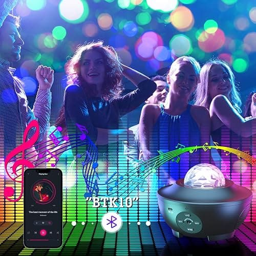 UOUNE Galaxy Projector, Star Projector with Remote Control Color Changing, Music Bluetooth Speaker,Timer,Ocean Wave Star Sky LED Night Light Lamp for Baby,Kids Bedroom,Stage,Birthdays,Christmas thumbnail 4