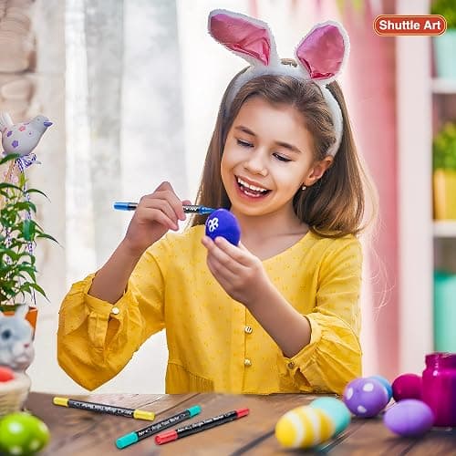 Shuttle Art 48 Colors Dual Tip Acrylic Paint Markers, Brush Tip and Fine Tip Acrylic Paint Pens for Rock Painting, Ceramic, Wood, Canvas, Plastic, Glass, Stone, Calligraphy, Card Making, DIY Crafts thumbnail 2
