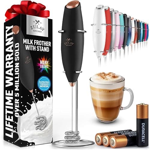 Zulay Kitchen Patented Tornado Triple Whisk Milk Frother with 4 Duracell Batteries – Handheld Foam Maker for Coffee, Lattes, Matcha & Hot Chocolate – Rich, Creamy Froth in Seconds - Image 1