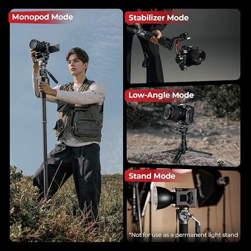 SmallRig 68.9"/ 175cm Carbon Fiber Video Monopod for Camera | One-Button Lift & Lock, Video Fluid Head Max. Playload 5kg/ 11lb, Adjustable Height 30" - 69", for DJI RS and for MFT 501L thumbnail 8