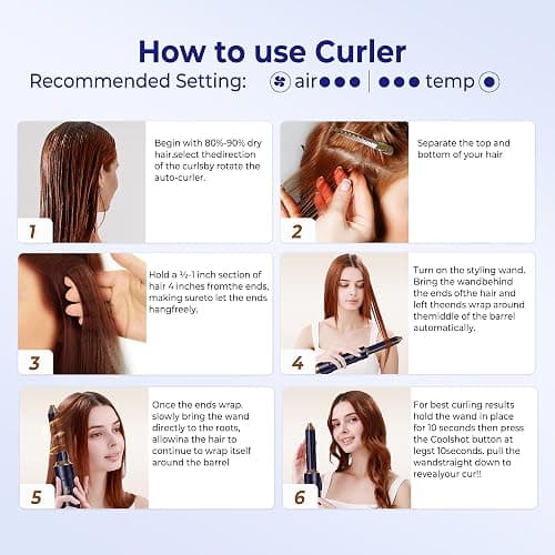 Airstyler Set Airbrush Magic Styler Hair Styler 6 in 1 Hair Dryer Brush with Curl, Straighten, Volumise, Smooth and Hairdryer Brushes for Styling, Hot Hair Styler for All Hair Type/Length thumbnail 4