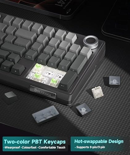 SOLAKAKA KI99 Pro 96% Wireless Mechanical Keyboard, RGB Gaming Keyboard, Hot-Swappable Pre-Lubed Switches, Gasket Structure Creamy Keyboards (Gradient-Black, Non-Silent Version) thumbnail 4