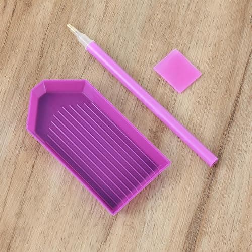 Ymapinc 15Pcs Diamond Art Pens Tools with 5 Drill Pen, 5 Tray, Glue Clay, Diamond Dot Pen, Rhinestone Picker Painting Tool Kit Accessories for Kids Adults DIY Crafts, Purple thumbnail 7