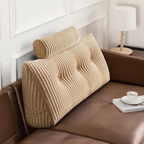 Z-hom Large Headboard Pillow Twin with ONE ROLL Pillow, Wedge Pillow Headboard for Sitting Up in Bed, Backrest Support Triangular Cushion for Reading, Gap Pillow w/Removable Washable Cover,Beige thumbnail 2