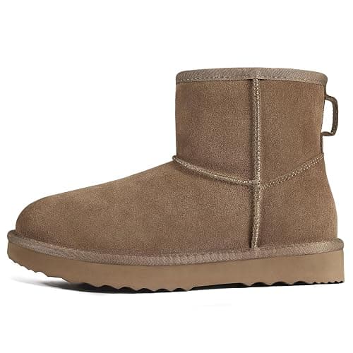 KIDMI Women's Classic Genuine Suede Mini Boots Fuzzy Snow Booties with Fur Lined thumbnail 4
