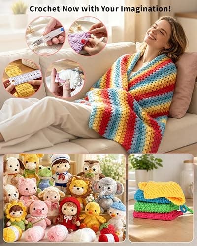 Aeelike Crochet Kit for Beginners - 59-Piece Crochet Starter Kits with Yarn, Ergonomic Hooks & Storage Case, Learn-to-Crochet Set for Adults, Kids & Seniors, Ideal DIY Craft Gift for Women thumbnail 5