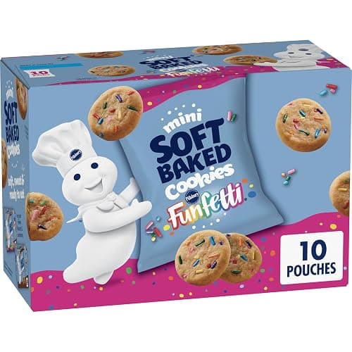 Pillsbury Mini Soft Baked Cookies, Funfetti, Snack Bags, 10 ct, 10 oz | Colorful Funfetti Bits, Soft & Chewy Texture, Individually Wrapped Pouches, Ready To Eat, Great For Kids Parties - Image 1