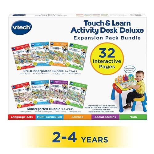 VTech Touch and Learn Activity Desk Deluxe 4-in-1 Pre-Kindergarten Expansion Pack Bundle for Age 2-4 - Image 1