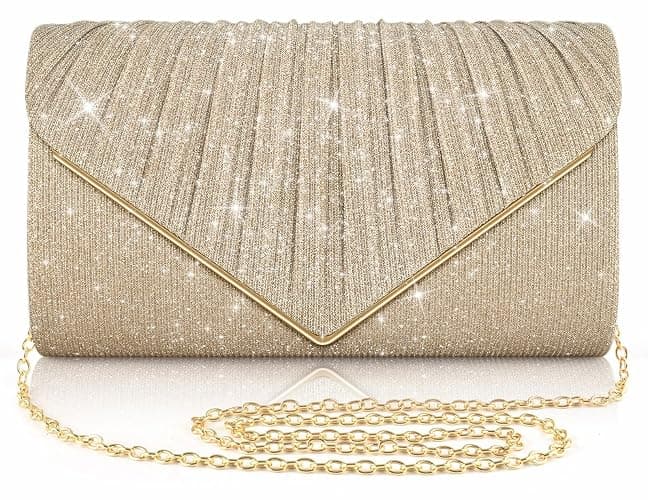ERKOON Damen Clutches, elegante Abendhandtasche mit abnehmbarer Kette, Pailletten-Tasche für Hochzeit, Braut, Abschlussball und Party - Image 1