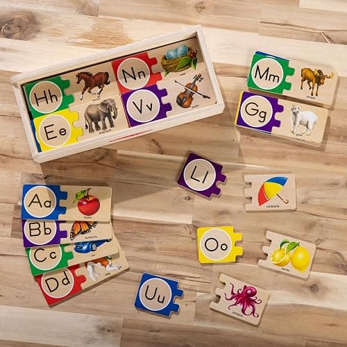 Melissa & Doug Self-Correcting Alphabet Puzzle (52 pcs) with Toy Storage Box, Wooden ABC Puzzles for Toddlers & Preschoolers, Montessori Learning Toys for Girls & Boys 4+ thumbnail 7