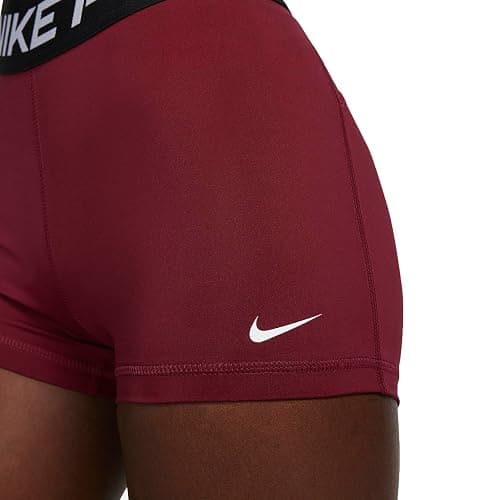 Nike Women's Pro 3in Training Shorts (US, Alpha, Small, Regular, Regular, Dark Beetroot/White/Black) thumbnail 5