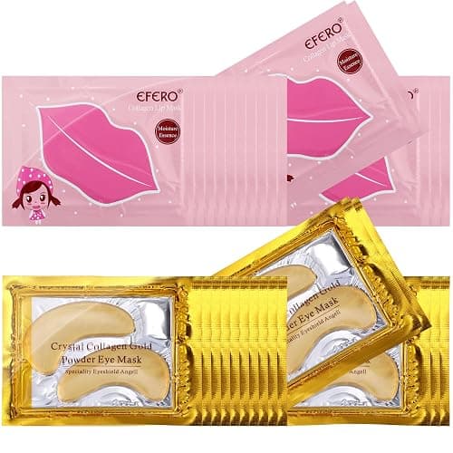 DELISOUL 30 Pack Collagen Crystal Lip Masks and Gold Under Eye Masks Natural Moisturizing Gel Anti-Aging Anti Chapped Hydrating Reducing Puffiness Dark Circles and Wrinkles Lip Eye Pads for Women Men - Image 1