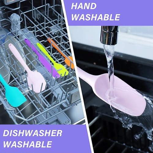 Silicone Spatula Set, 5 Piece Food Grade Rubber Spatulas for Baking, Cooking, and Mixing High Heat Resistant Non Stick Dishwasher Safe BPA-Free (Multicolor) thumbnail 5