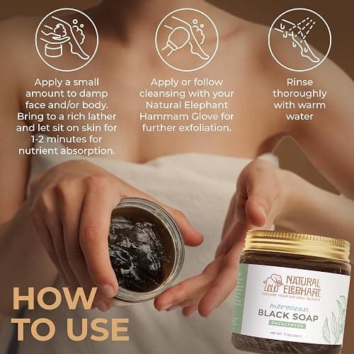 Natural Elephant Moroccan Black Soap With Eucalyptus Essential Oil 200g (7oz) thumbnail 4