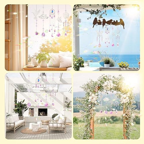 HAPGFS DIY Suncatcher Kit, 411pcs Art and Crafts Rainbow Maker for Adults Sun Catchers Making Supplies Hanging Prism Sun Catcher with Crystals Indoor Outdoor Garden Party Decor Silver thumbnail 6