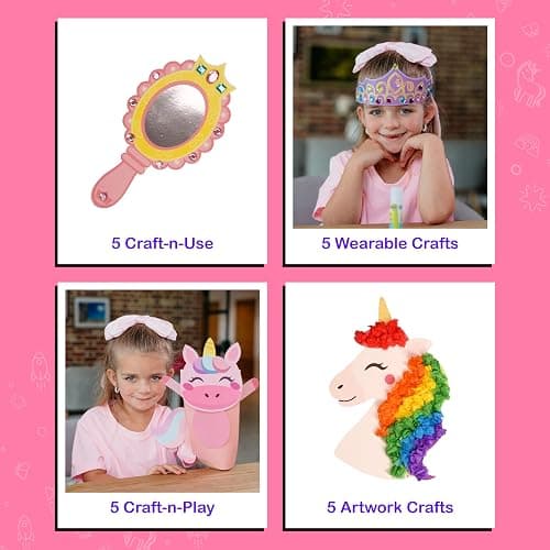 Craftikit® 20 Award-Winning Princess & Unicorn Crafts for Kids Ages 3-10 Years, All-Inclusive Toddler Arts and Craft Kits for Kids, Fun Toddler Craft Box for Girls in Preschool thumbnail 6
