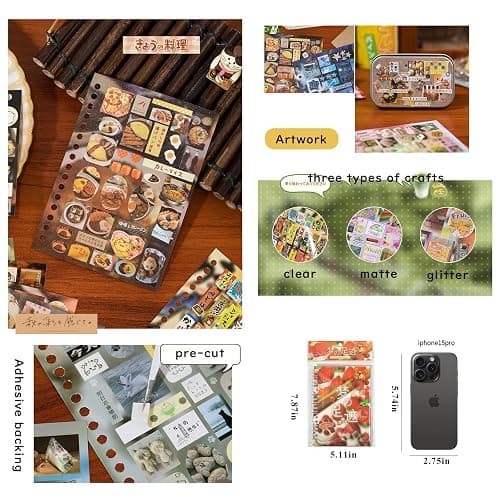 750PCS Japanese Stickers for Journaling Supplies,30 Sheets Vintage Kawaii Desserts Japanese Sticker Book for Scrapbooking,Junk Journal Supplies, DIY Crafts (Landscape) thumbnail 8