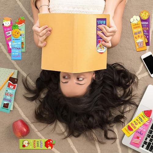 Eersida 30 Pcs Scented Bookmarks for Kids, Fruit Food 10 Styles | Assorted Designs Scratch and Sniff, Fruit Food Theme Sayings for Students, Teens, Food Lovers, Bulk Reading Reward Gifts thumbnail 6