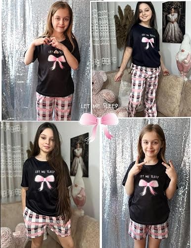 Arshiner Girls Pajama Set 3 Piece Short Sleeve Sleepwear Summer Soft Cute Pjs Outfits thumbnail 9