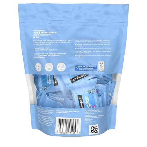 Neutrogena Makeup Remover Wipes, Daily Single Face Cleansing Towelettes, Makeup Removing Cleansing Wipes Removes Dirt & Oil, Alcohol-Free Face Towelettes, 20 ct thumbnail 9