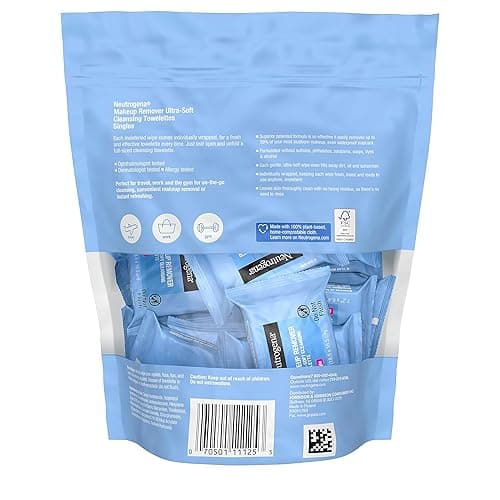 Neutrogena Makeup Remover Wipes Singles, Individually Wrapped Face Wipes, Daily Facial Cleanser Towelettes, Gently Removes Oil & Makeup, Alcohol-Free Makeup Wipes, 20 ct - 20ct Original Singles (Pack of 1) thumbnail 9
