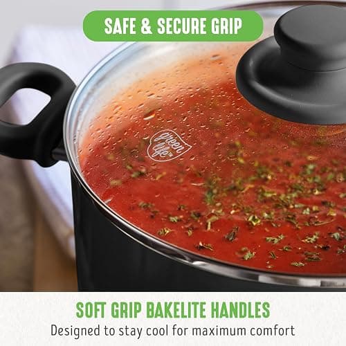 GreenLife 6QT Ceramic Nonstick Stockpot with Glass Straining Lid, PFAS-Free, Dishwasher Safe, Stay-Cool Handles, Oven Safe to 350°F, Wobble-Free Base, Even Heating, Black thumbnail 5