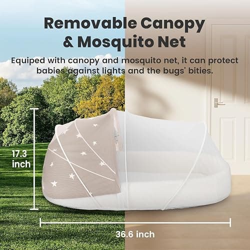 BNAKKON Travel Bassinet Portable Baby Bassinet, Baby Lounger for Newborn, Infant and Toddler, Suitable for Indoor & Outdoor Carrying, Mini Cribs Co Sleeper for Baby in Bed, Foldable Washable, Grey thumbnail 2