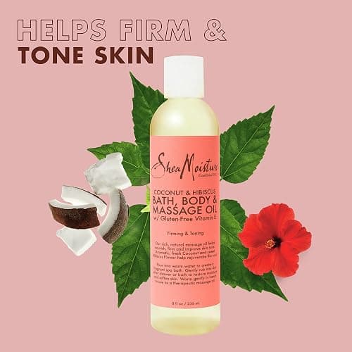 Shea Moisture Coconut & Hibiscus Massage Oil and Body Oil for Dry Skin, Bath Oil with Coconut Oil and Vitamin E Oil for Skin, 8 oz thumbnail 3