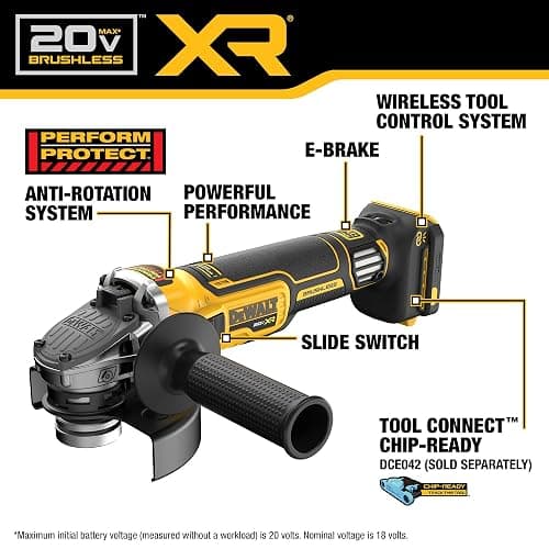 DEWALT 20V MAX XR Brushless Cordless 4-1/2 in. - 5 in. Variable Speed Slide Switch Grinder (Tool Only) (DCG411VSB) thumbnail 3