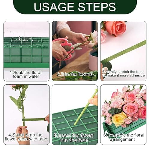 Mwellewm 2 Pcs Floral Foam Cage for Fresh and Artificial Flowers, Dry and Wet Rectangle Flower Cage Holders with Floral Foam Floral for Fresh Flowers, Wedding, Home and Garden Decorations thumbnail 7