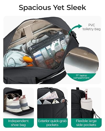 BAGSMART Gym Bag for Women, Duffle Bag for Travel with Wet Pocket, Lightweight Carry on Weekender Duffel, Water Resistant thumbnail 3