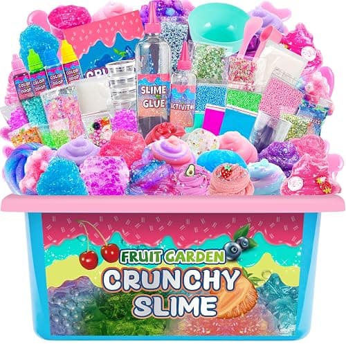 Unicorn Fruit Garden Crunchy Slime Kit,Ice Screen Cake Slime Sparkling Slime Making Kit,Foam, Jelly Cube Slime for Party Favors Kids Boys Girls Birthday Carnival Treasure Classroom Prizes - Image 1