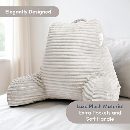 Nestl Reading Pillow with Shredded Memory Foam, Luxe Cut Plush Back Pillow for Sitting Up in Bed, Back and Arms Adjustable Support for Adult & Teens, Backrest Pillows with Washable Cover Linen thumbnail 4