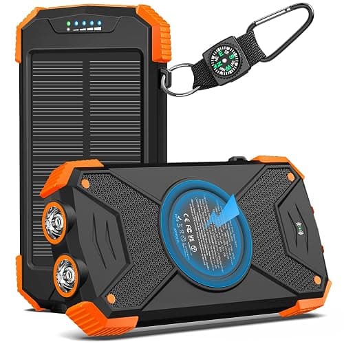 BLAVOR Solar Power Bank 10,000mAh Portable Wireless Charger for Cell Phones | 20W USB-C battery pack, battery bank, IPX5 waterproof, 2 flashlights, camping essentials, hiking gear, emergency solar backup - Image 1
