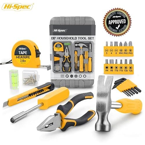 Hi-Spec Small Tool Kit Compact Set for Home and Office DIY, 25-Piece Yellow Mini Tool Box for Basic Household Repairs, Starter Toolkit in a Portable Toolbox Case. thumbnail 7