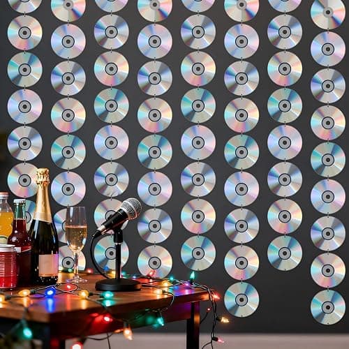Kingdder 15 Packs Y2k Party Decorations Cd Wall 2000s Room Decor | 60 Cd Garland 90s Party Decorations Shining Disco Musical Cutouts Hanging Banners for 1990s 2000s Birthday Vintage Party thumbnail 4