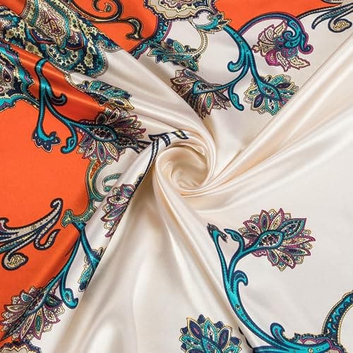 RIIQIICHY Head Scarf for Women Like Silk Scarf Hair Scarf Printed Square Scarf Bandanas for Women 35 Inches thumbnail 6