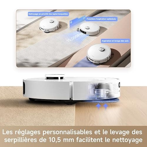 DREAME L10s Ultra Gen 2 Robot Aspirateur Laveur 10 000 Pa, Technologie MopExtend RoboSwing, Base Entièrement Automatique, Mode Animaux, 32 réglages de niveau d'eau, Système de lavage des sols DuoScrub thumbnail 7