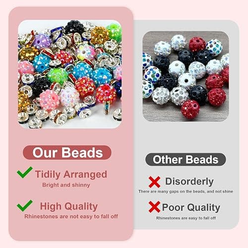 500 Pcs Beads for Pens - Focal Bead for Beaded Pens, Rhinestone Beads for Beadable, Spacer Bead for Keychains Bracelets Crafts thumbnail 3