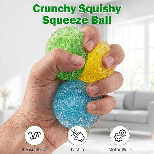 Crunchy Squishy Stress Ball, Ice Fidget Sensory Squeeze Squishies, Red | Ice Skin, Non-Sticky, Slow Rising for Stress Relief thumbnail 4