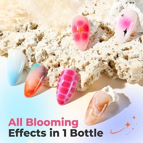 UNA GELLA Blooming Gel Nail Polish 15ml Super Clear for Spreading Effect U V/LED Needed Nail Blooming Gel for Marble Natural Stone Floral Print Watercolor Effect Design Soak Off Home DIY Salon thumbnail 8