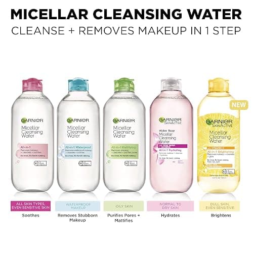 Garnier Micellar Water For Waterproof Makeup, Hydrating Facial Cleanser & Makeup Remover, Suitable for Sensitive Skin, Vegan, Cruelty Free, 13.5 Fl Oz (400mL), 1 Count thumbnail 7