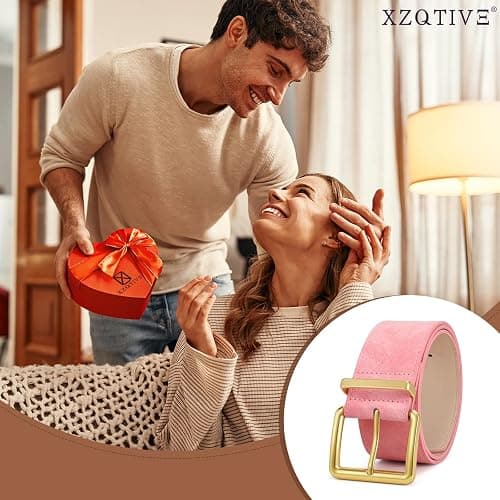 XZQTIVE Women Wide Chunky Belt for Dresses Fashion Thick Suede Belt with Gold Buckle thumbnail 4