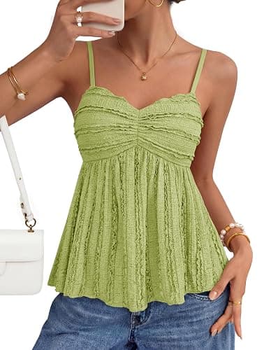 ZESICA Womens Summer Spaghetti Strap Tank Tops 2026 Trendy Going Out Sleeveless V Neck Flowy Y2K Cami Top Fashion Outfits - Image 1