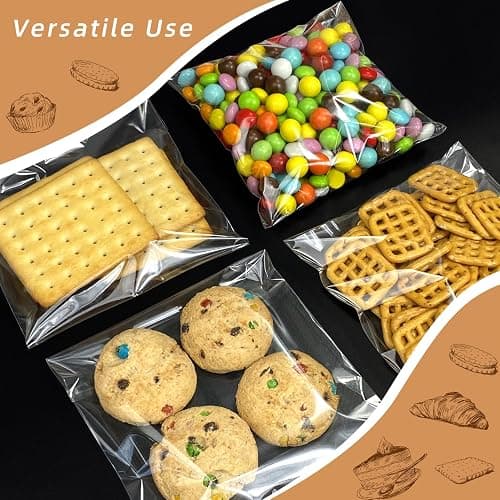 5x5 Inch Cookie Bags, 120 Pcs Clear Self Sealing Cellophane Treat Bags for Candy, Jewelry, Gift Wrapping, Party Favors, Crafts, Cookie Wrappers Self Adhesive thumbnail 3