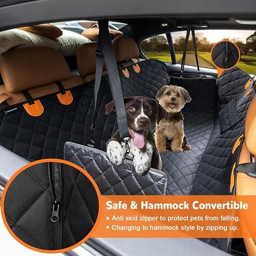 URPOWER Dog Car Seat Cover for Pets 100% Waterproof Seat Cover Hammock 600D Heavy Duty Scratch Proof Nonslip Durable Soft Back Seat Covers for Cars Trucks and SUVs thumbnail 2