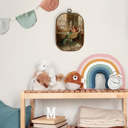 Yjeslw Vintage Mermaid Bathroom Octagon Wall Art Decor, Mermaid Bathtub Reading Framed Canvas Prints, Retro Whimsical Ocean Mythology Wall Hanging Decorations for Bedroom Bathroom Decor, 10.2x7 Inches thumbnail 5