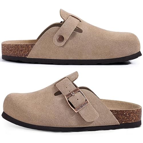 KIDMI Unisex Vegan Suede Clogs Mules with Cork Footbed | Slip On Design, Arch Support, Indoor/Outdoor Versatility, and Potato Shoe Inspired Style thumbnail 4