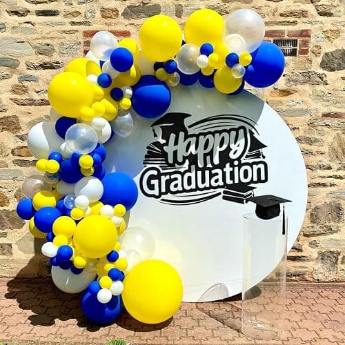 Yellow Blue Balloons 12 Inches with Confetti Balloon | Dark Blue Yellow White Latex Balloon Helium for Kids Birthday Graduation Baby Shower Party Decoration thumbnail 4